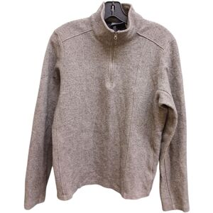 Ibex Solid Gray Wool Quarter Zip Long Sleeve Top Size Medium